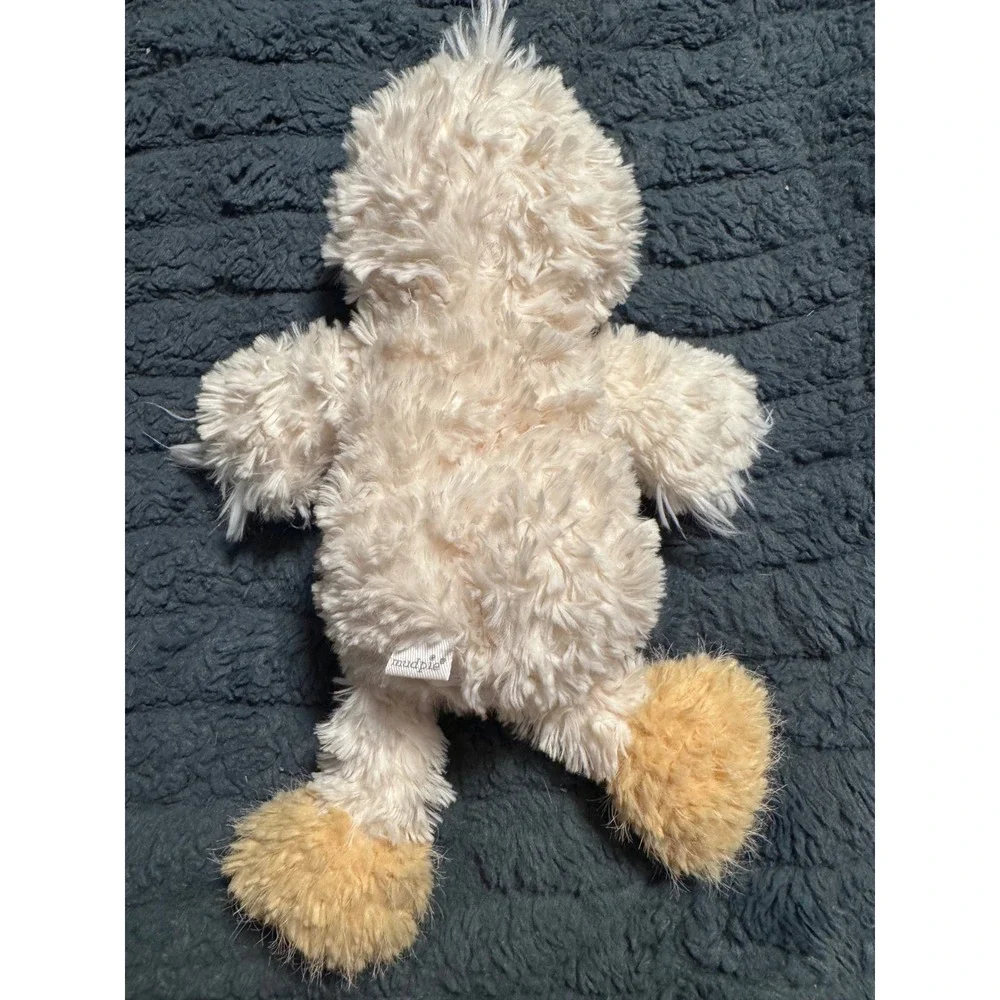 Mud Pie Plush Duckling Stuffed Animal Cream Shaggy Faux Fur Baby Chick 12 inch